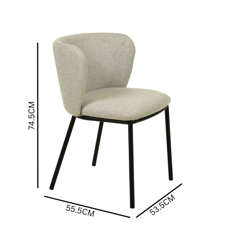 Set of 2 James Fabric Dining Chair - Coastal Light Grey