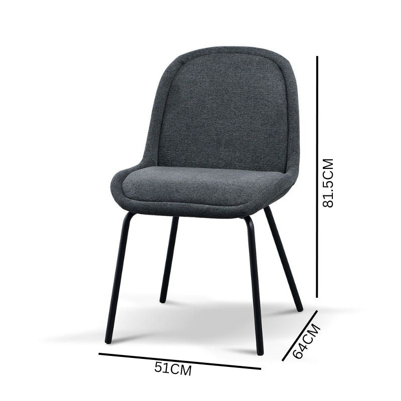 Set of 2 Jason Fabric Dining Chair - Charcoal Grey