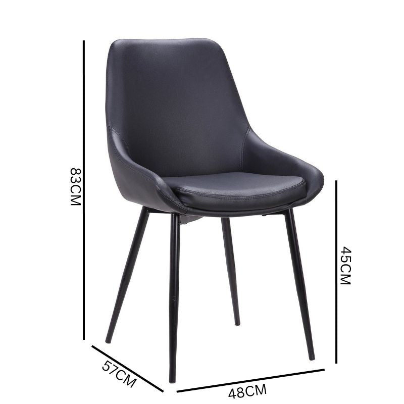 Set of 2 Millie Dining Chair - Black