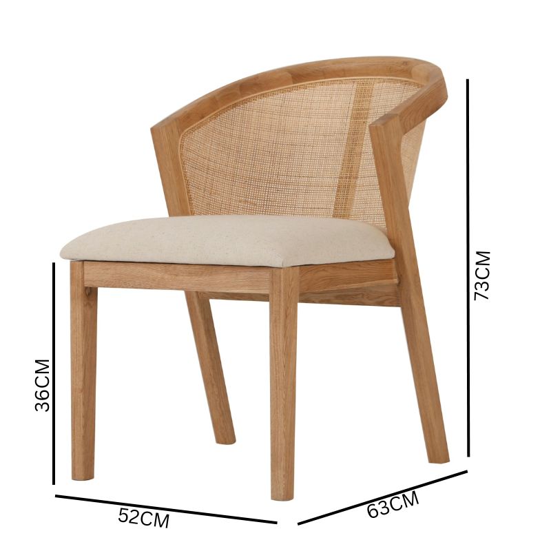 Set of 2 Samira Fabric Dining Chair - Light Beige