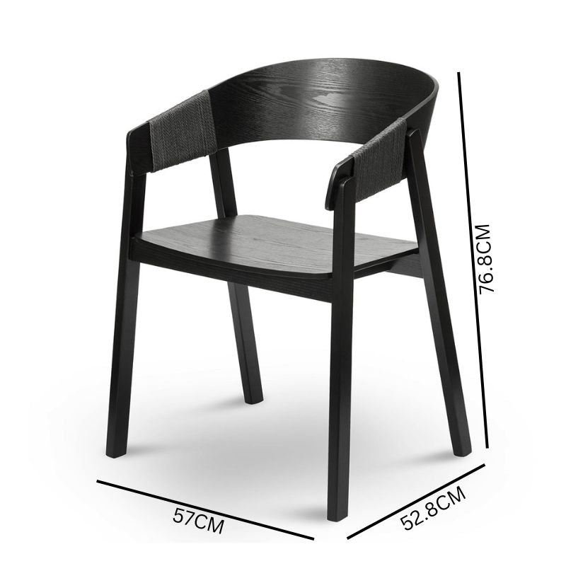 Set of 2 Vanessa Dining Chair - Full Black