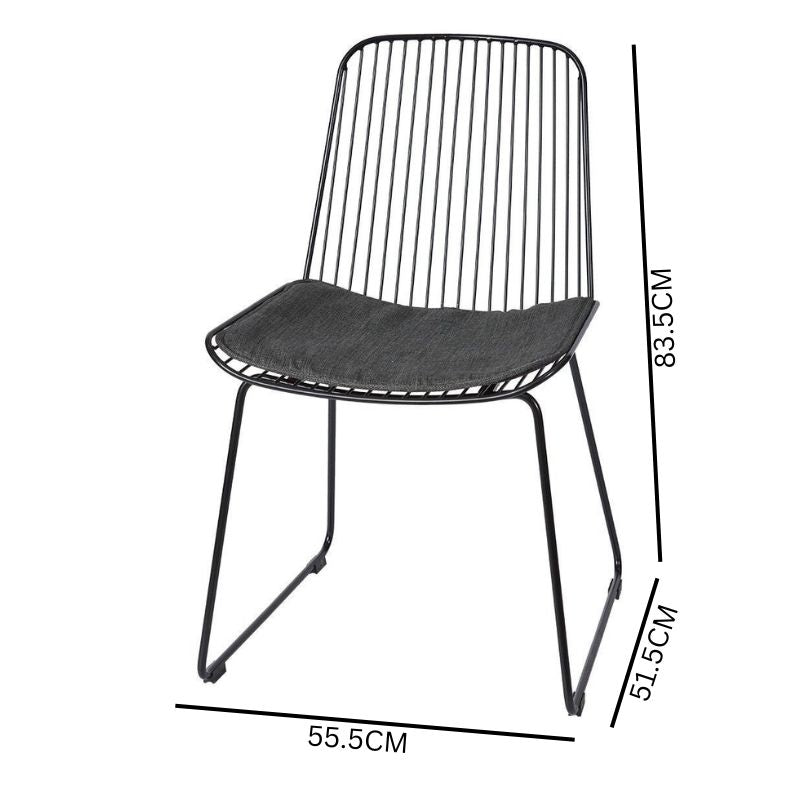 Set of 4 Vinta Steel Outdoor Dining Chair - Black