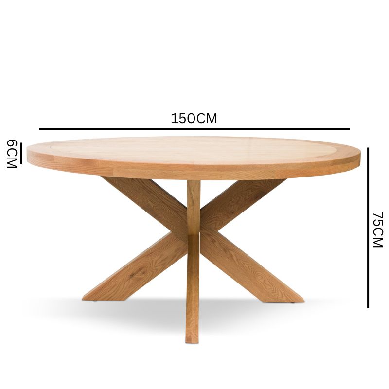 Simon 1.5m Round Wooden Dining Table - Distress Natural