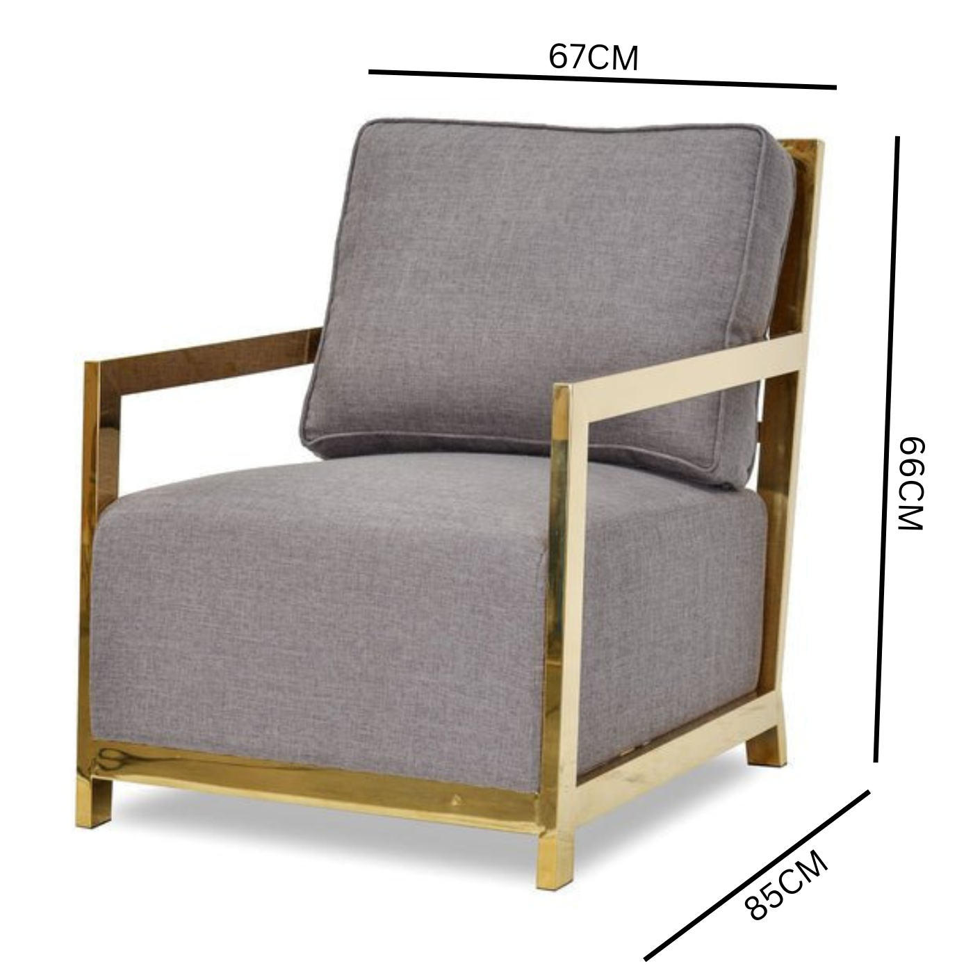 Simon Golden Frame Lounge Chair - Grey