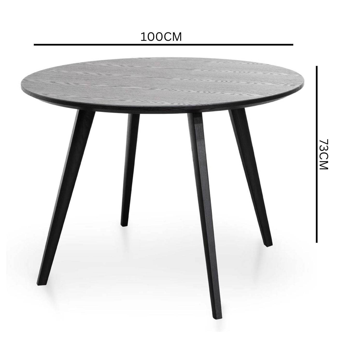 Smith 100cm Veneer Top Round Dining Table - Full Black