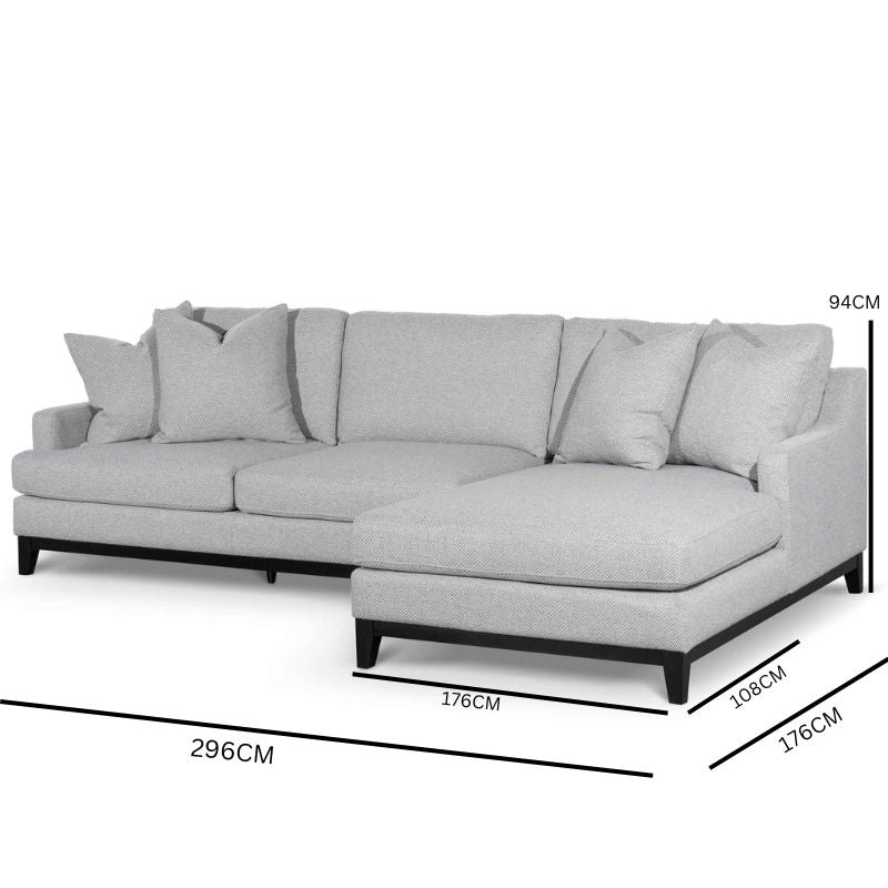 Sofia 3S Right Chaise Sofa - Granite Grey