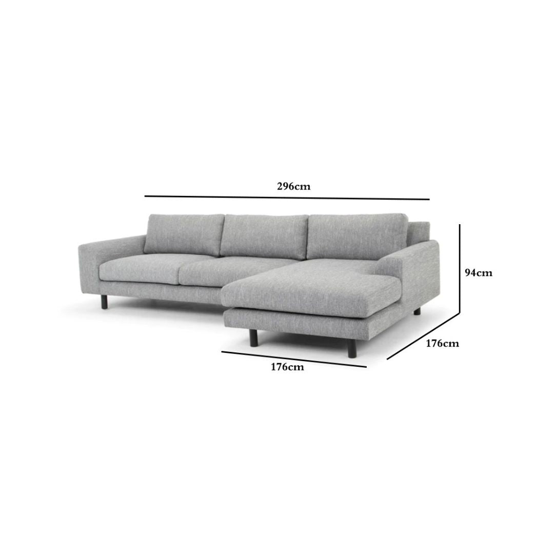 Sophia 3S Right Chaise Sofa - Graphite Grey
