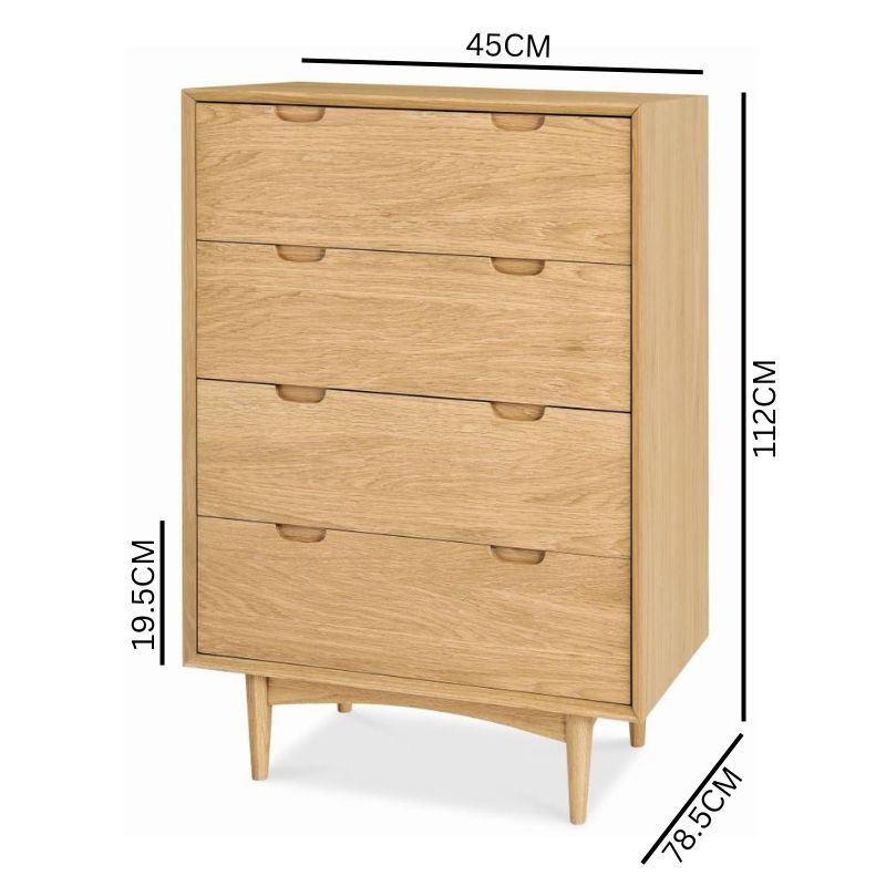 Stella 4 Drawer Chest Scandinavian Design - Natural