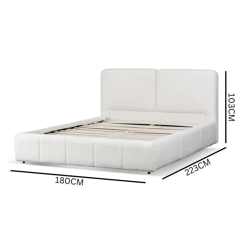 Stella Queen Fabric Bed Frame - Snow Boucle