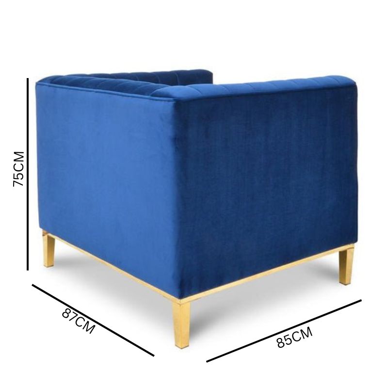 Theodore Arm Chair - Blue Velvet