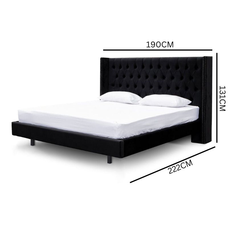 Theodore Queen Bed Frame - Black Velvet