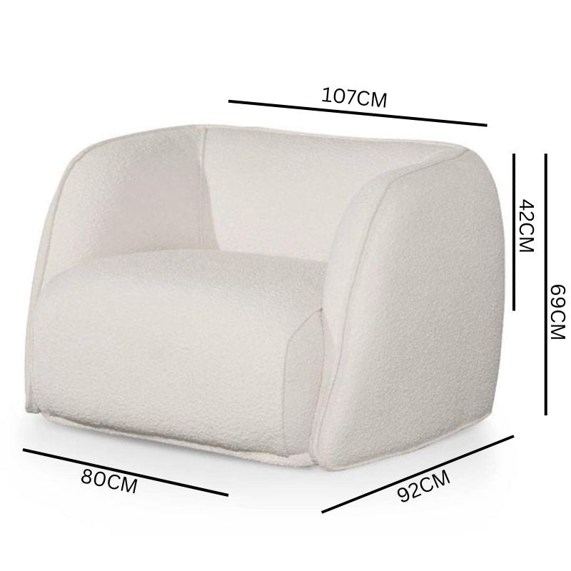 Tristan Armchair - Ivory White Boucle