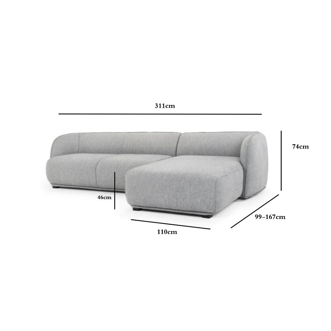 Tyler 3S Right Chaise  Sofa - Graphite Grey
