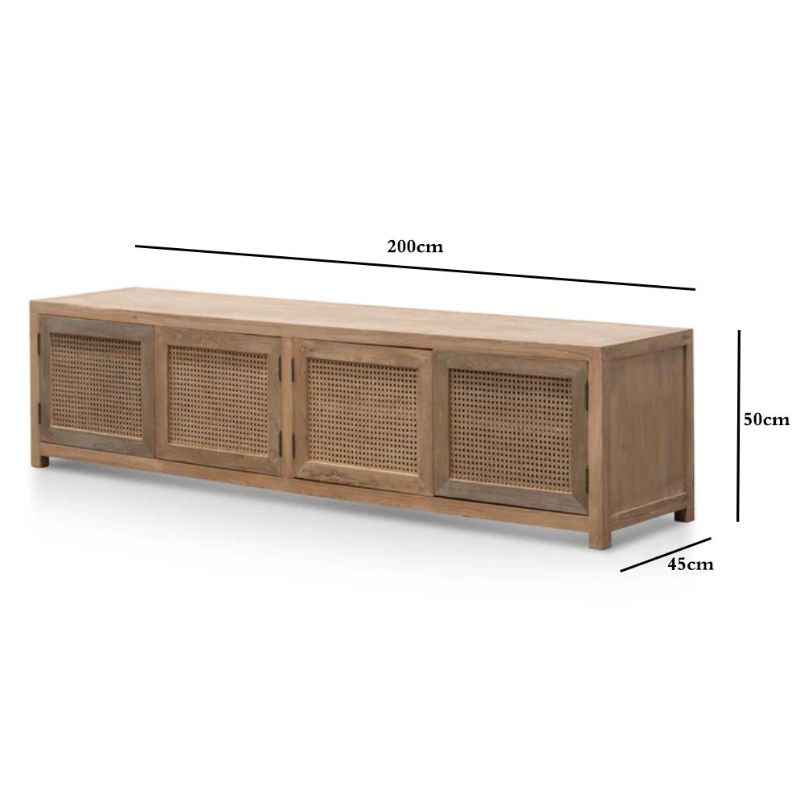 Valencia TV Stand - Natural with Rattan Doors