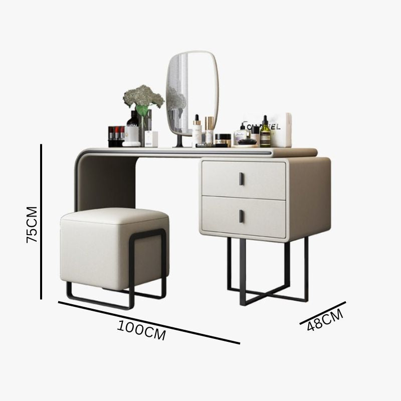 Vancouver White Leather Vanity Set