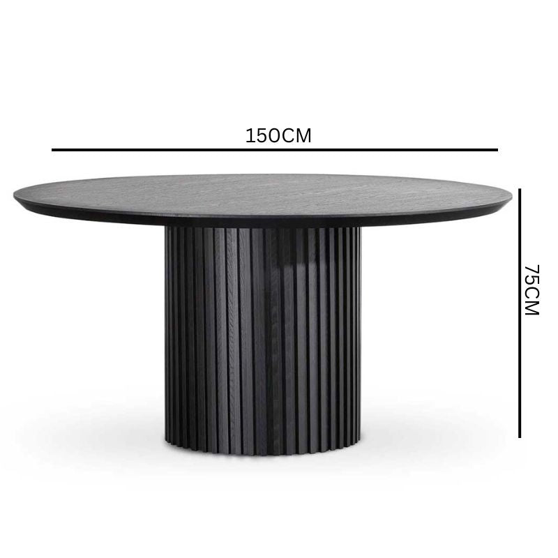 Vics 1.5m Wooden Round Dining Table - Black