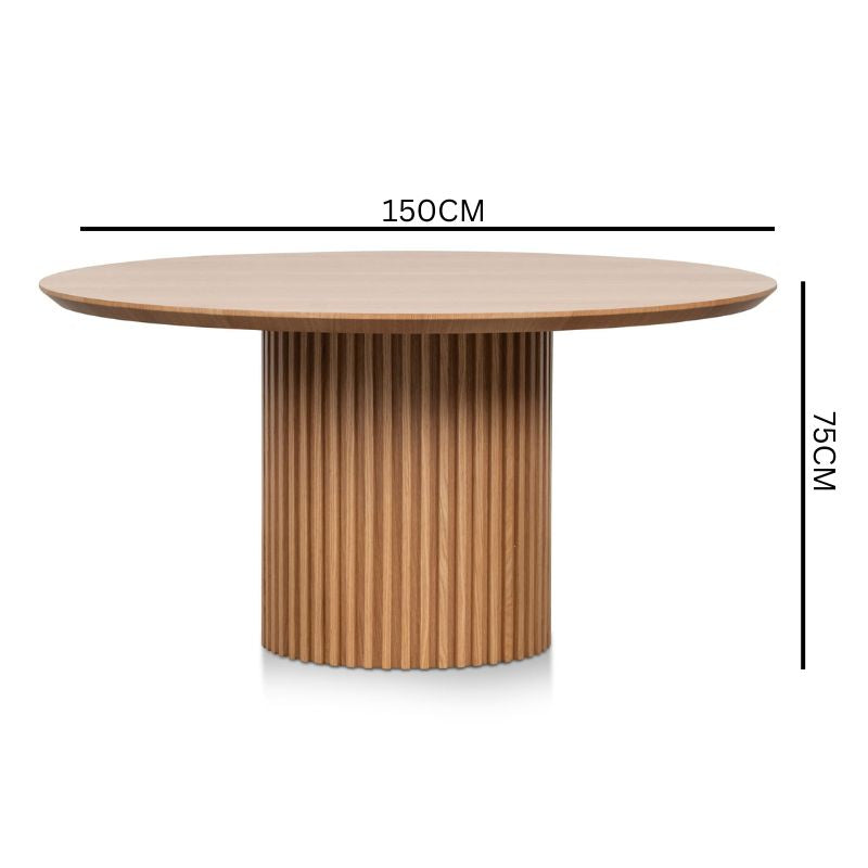 Vics 1.5m Wooden Round Dining Table - Natural