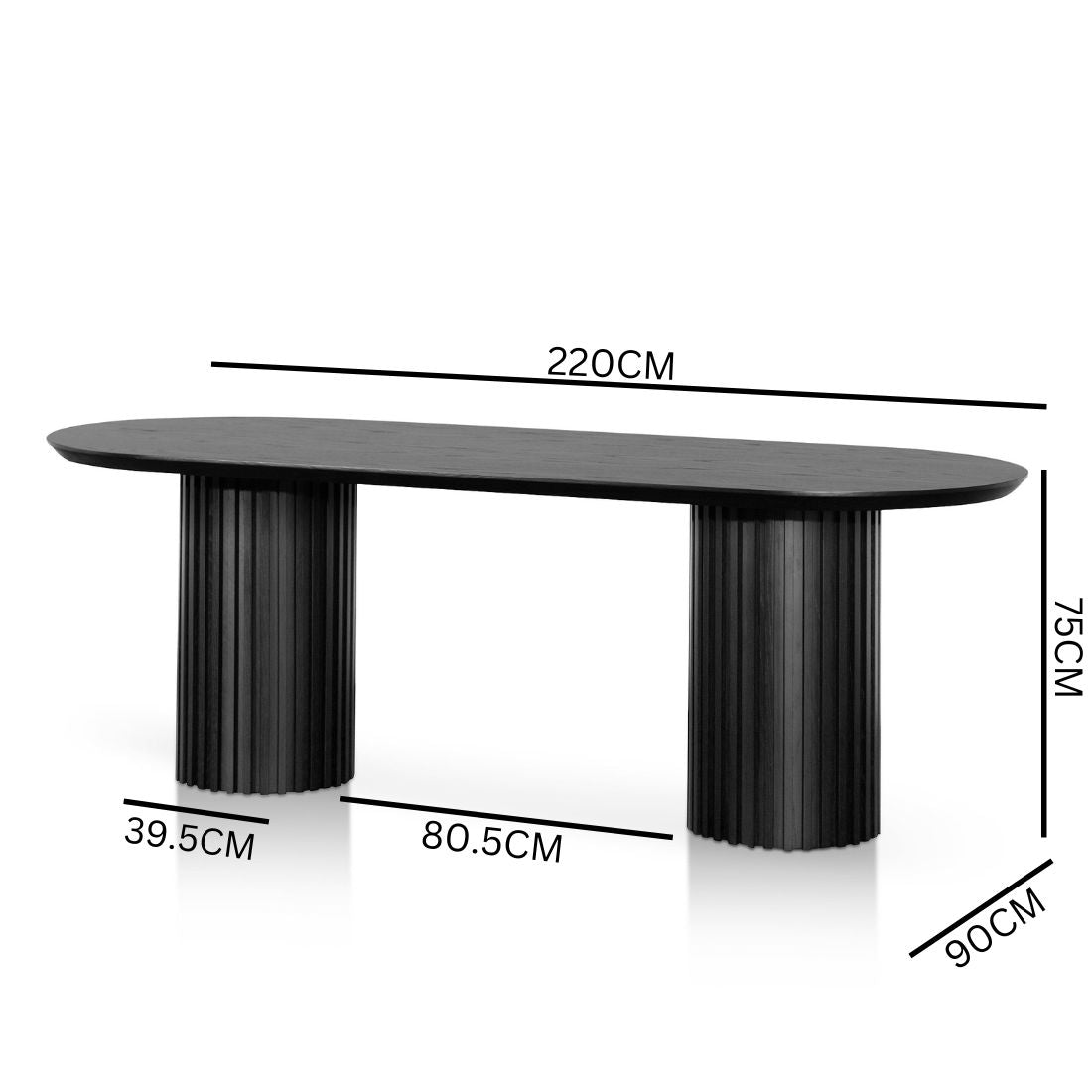 Vics 2.2m Wooden Dining Table - Black Oak