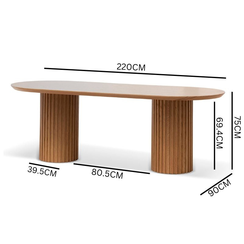 Vics 2.2m Wooden Dining Table - Natural