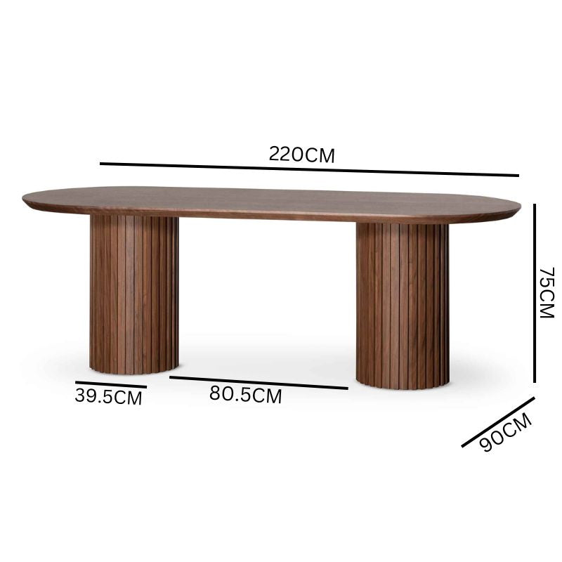 Vics 2.2m Wooden Dining Table - Walnut