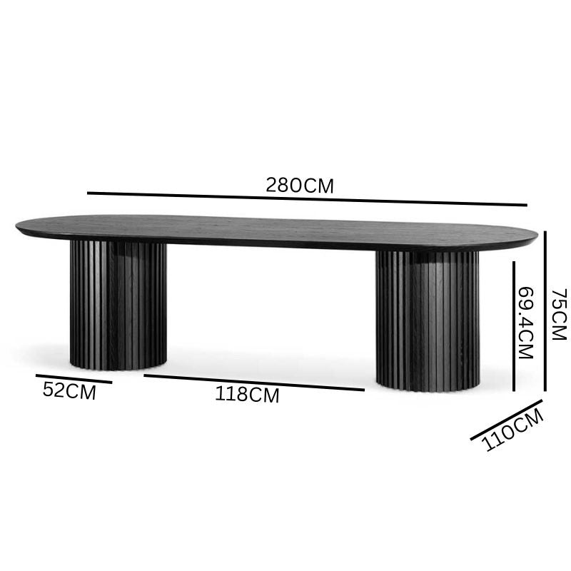 Vics 2.8m Wooden Dining Table - Black
