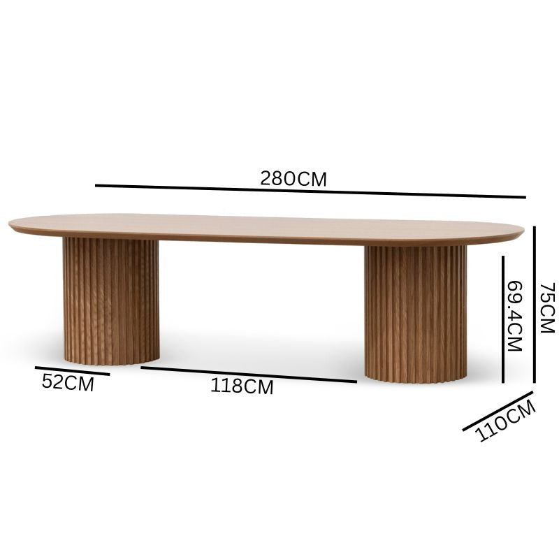 Vics 2.8m Wooden Dining Table - Natural