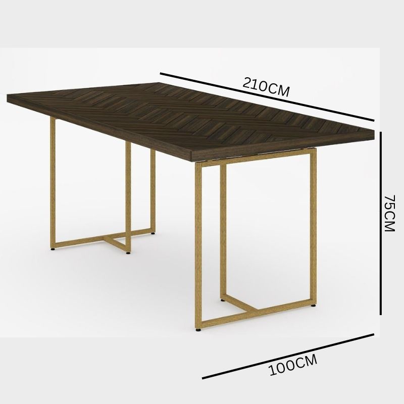 Vienno 2.1m Herringbone Dining Table - Walnut