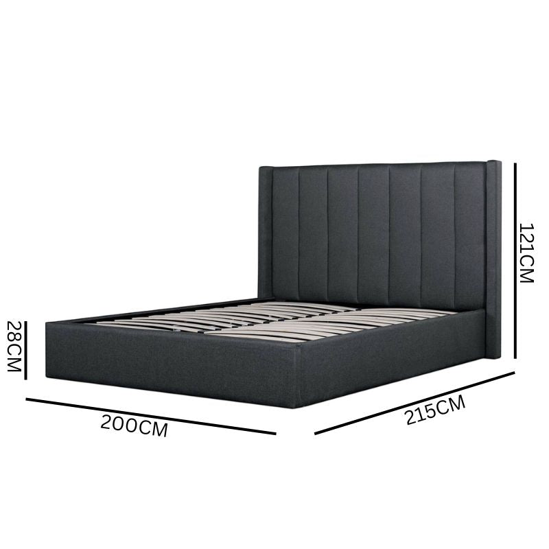 Vivienne Fabric King Bed Frame - Charcoal Grey