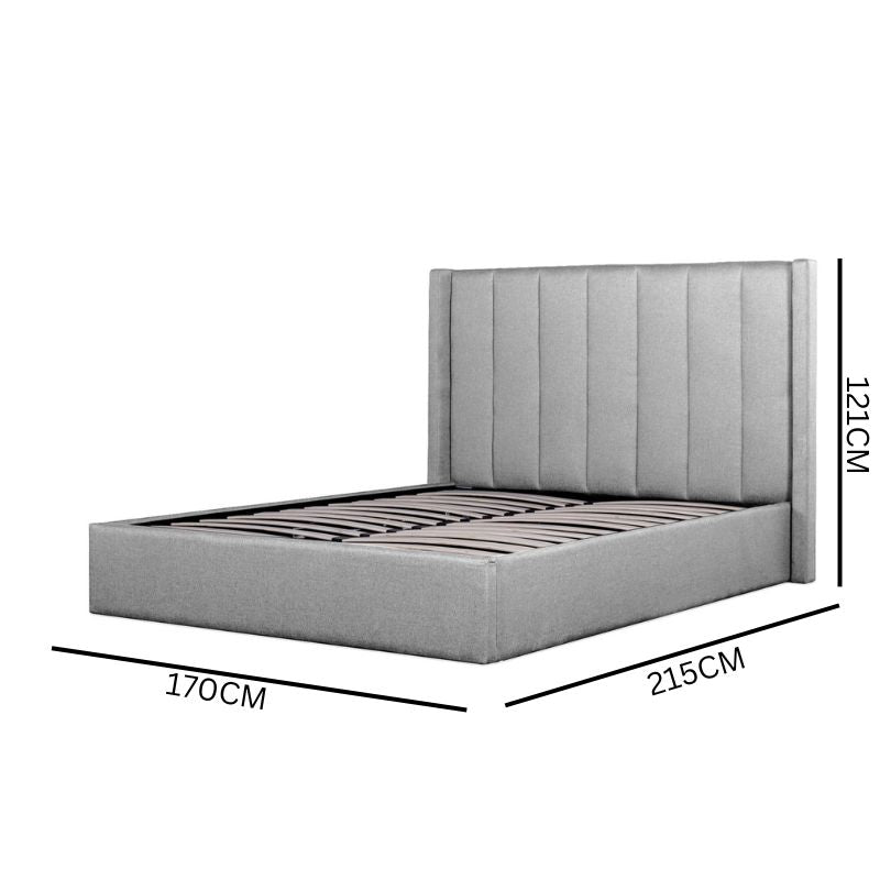 Vivienne Fabric Queen Bed Frame - Pearl Grey