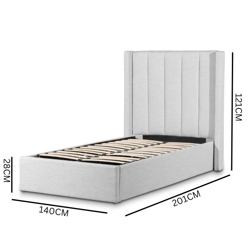 Vivienne Fabric Single Bed Frame - Fossil Grey