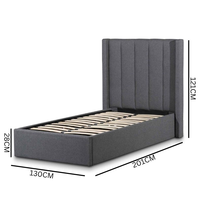 Vivienne Fabric Single Bed Frame - Pearl Grey