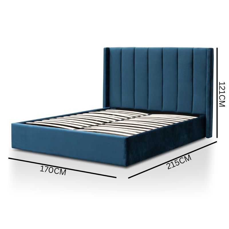 Vivienne Queen Bed Frame - Teal Navy Velvet