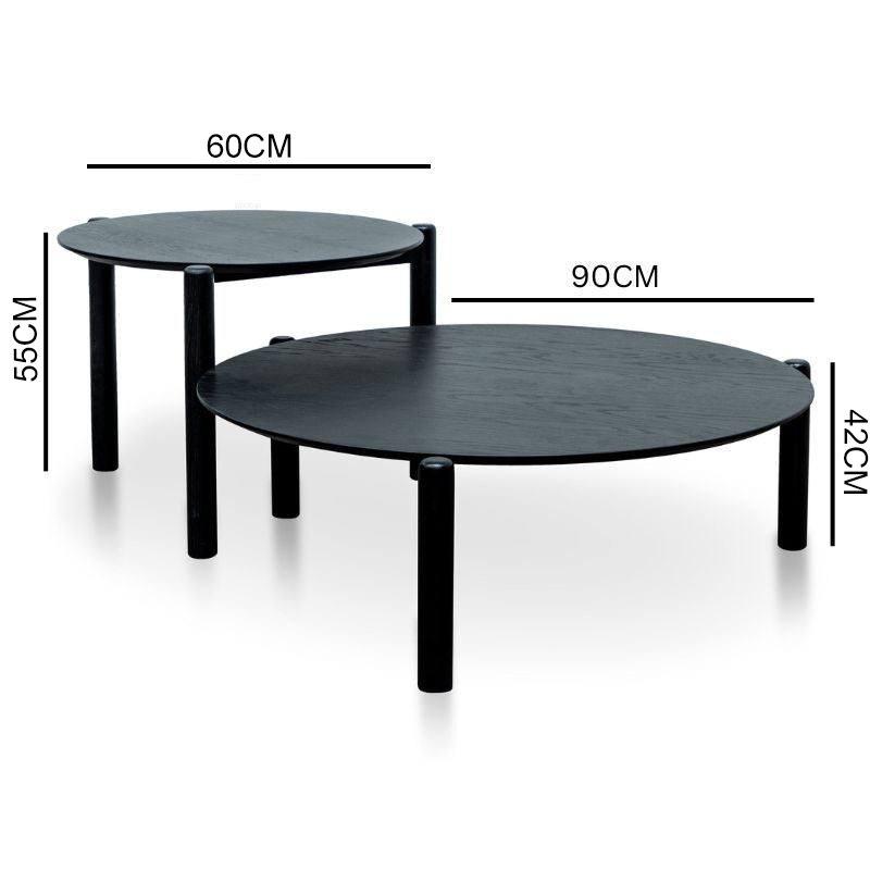 Olivia Wooden Round Coffee Table - Black