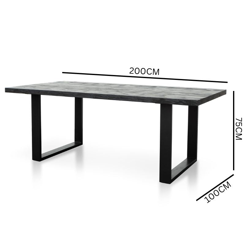 Xander 2m Reclaimed Wood Dining Table - Black