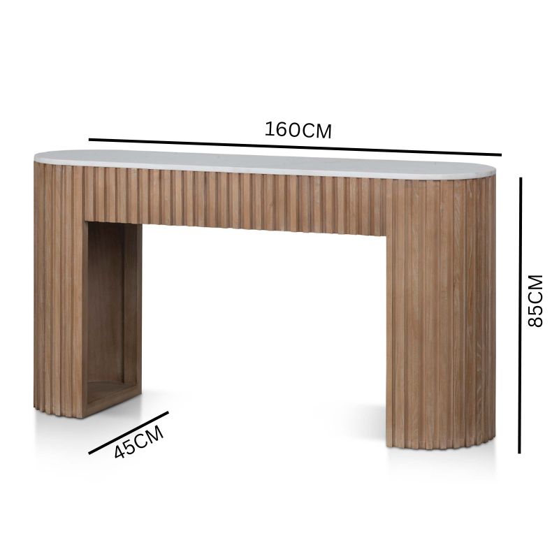 Xavier 1.6m White Marble Console Table - Natural