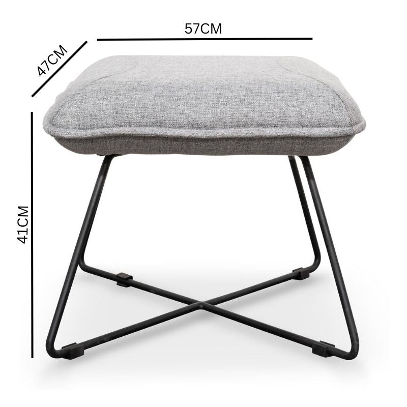 Yara Fabric Lounge Ottoman - Light Grey