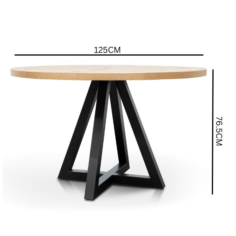 Yume 125cm Round Dining Table - European Knotty Oak and Peppercorn