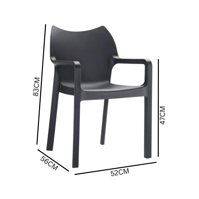 Zara Indoor / Outdoor Dining Armchair - Black