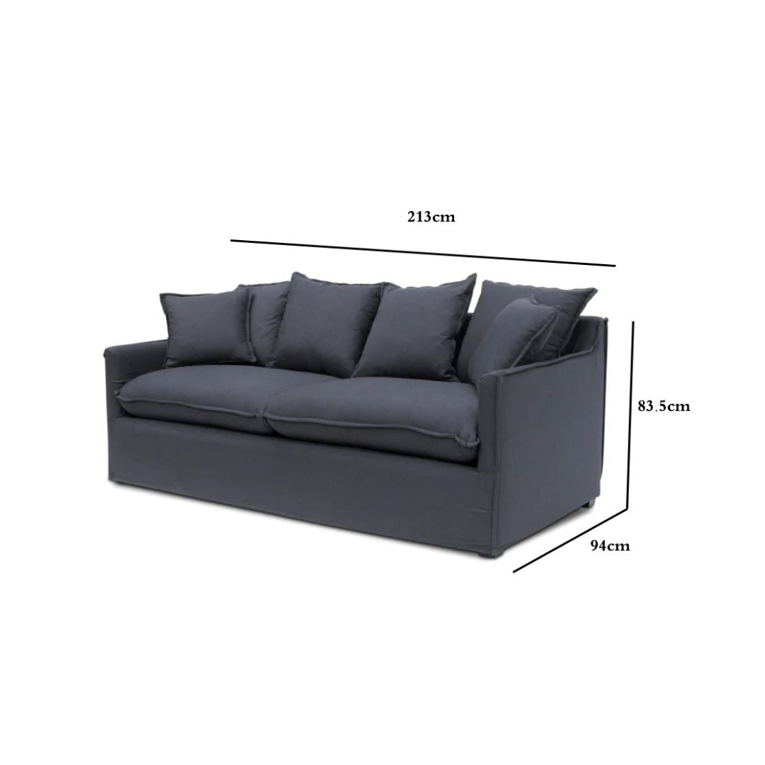 Cassra 3S Sofa - Charcoal Linen