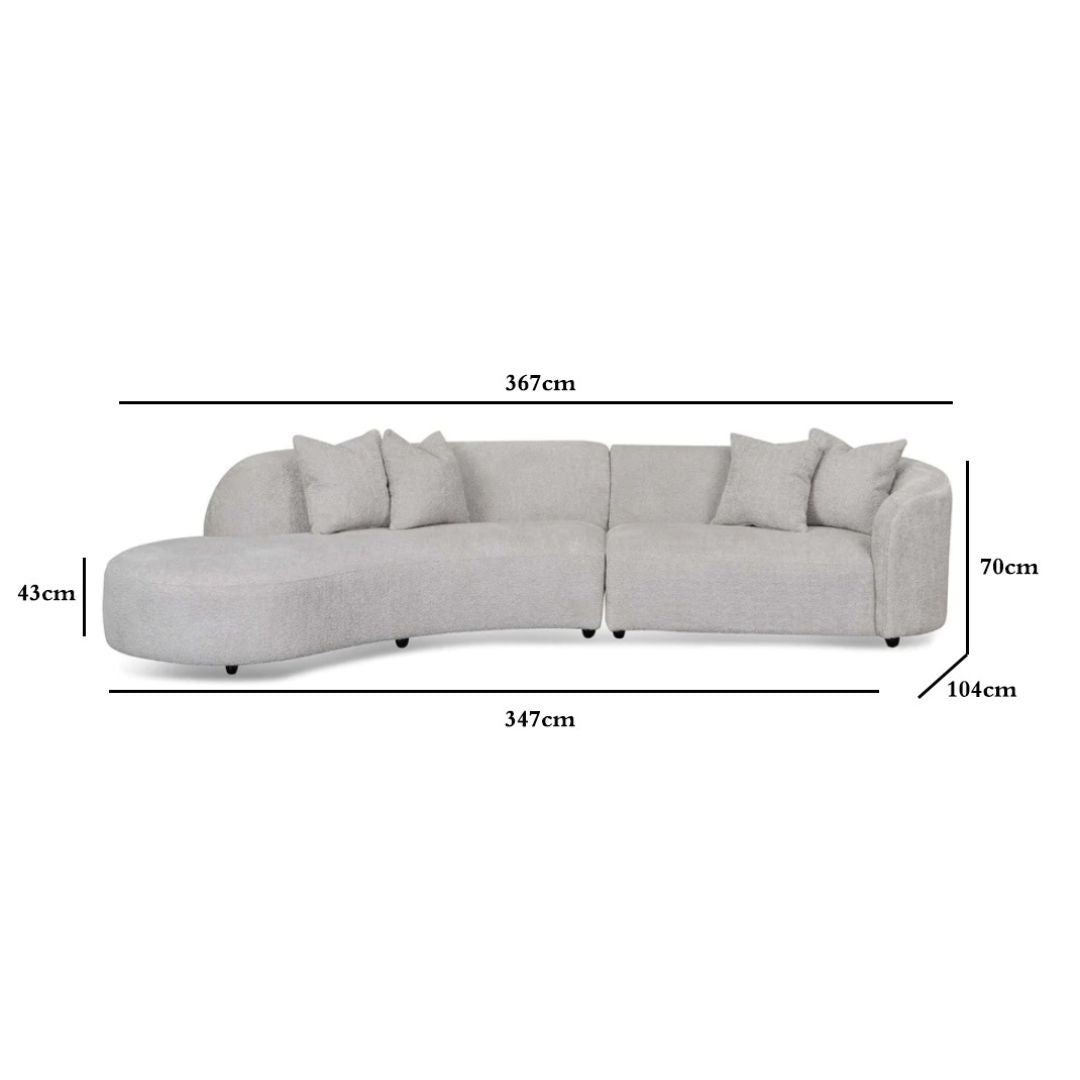Camilla Left Chaise Sofa - Light Grey Boucle