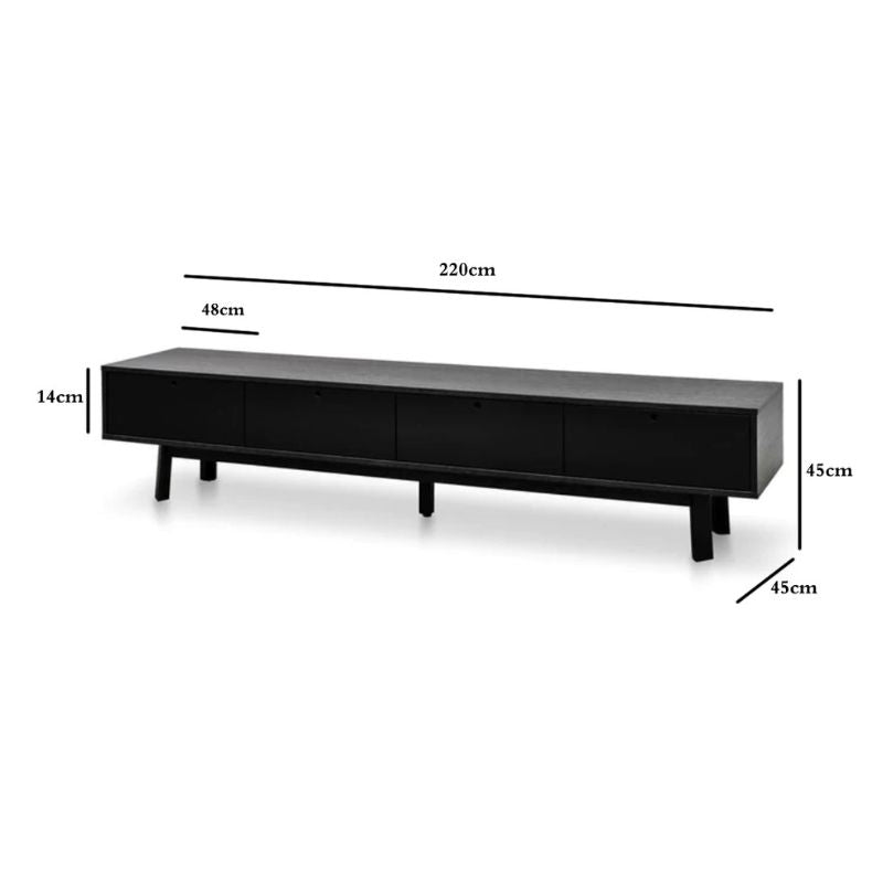 Isla Scandinavian Oak Finish TV Unit - Full Black