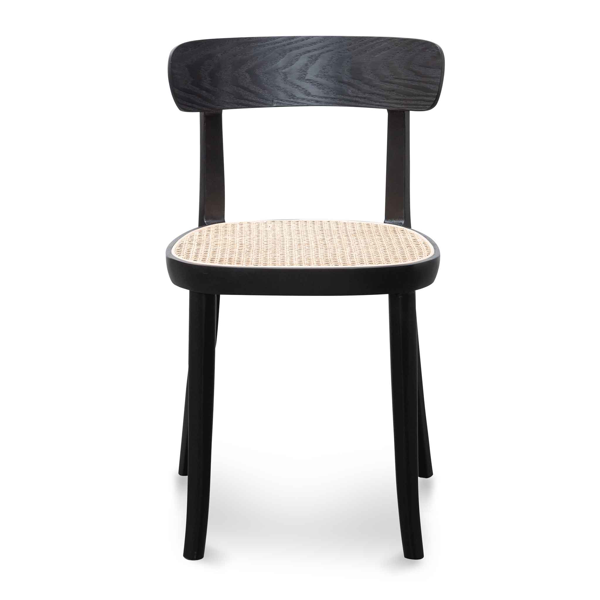 Adam Rattan Dining Chair - Black with Rattan Seat - Dining Chairs