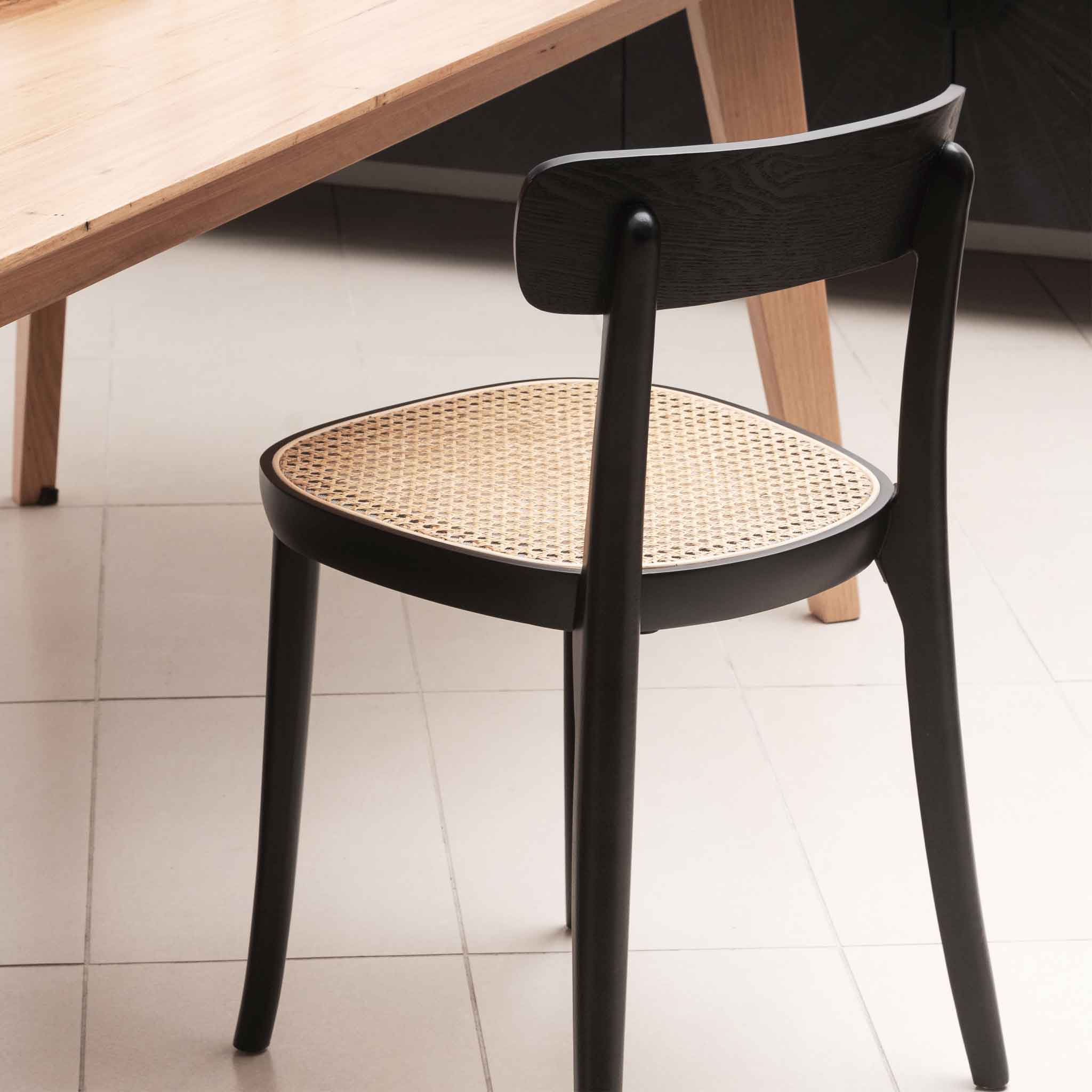 Adam Rattan Dining Chair - Black with Rattan Seat - Dining Chairs