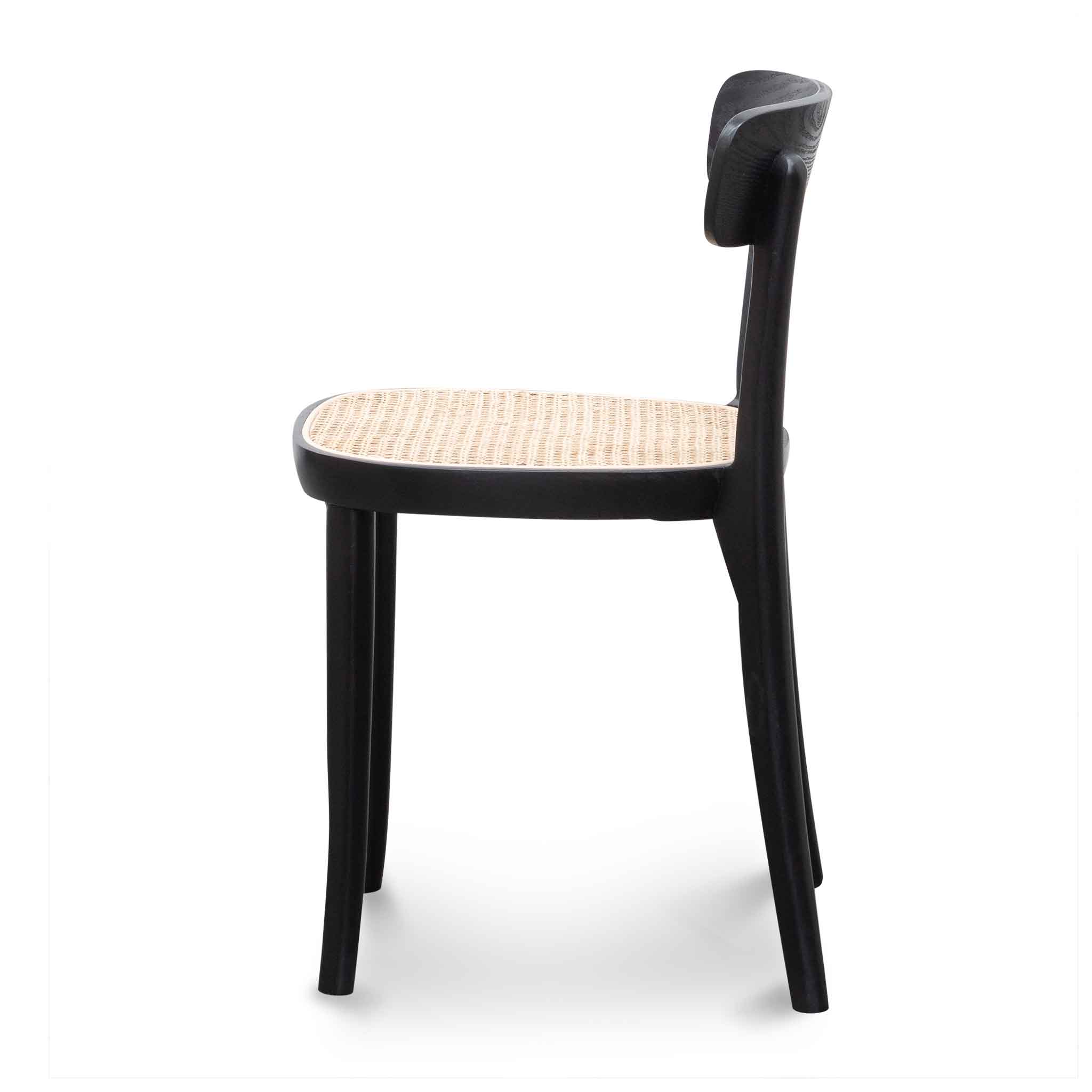Adam Rattan Dining Chair - Black with Rattan Seat - Dining Chairs