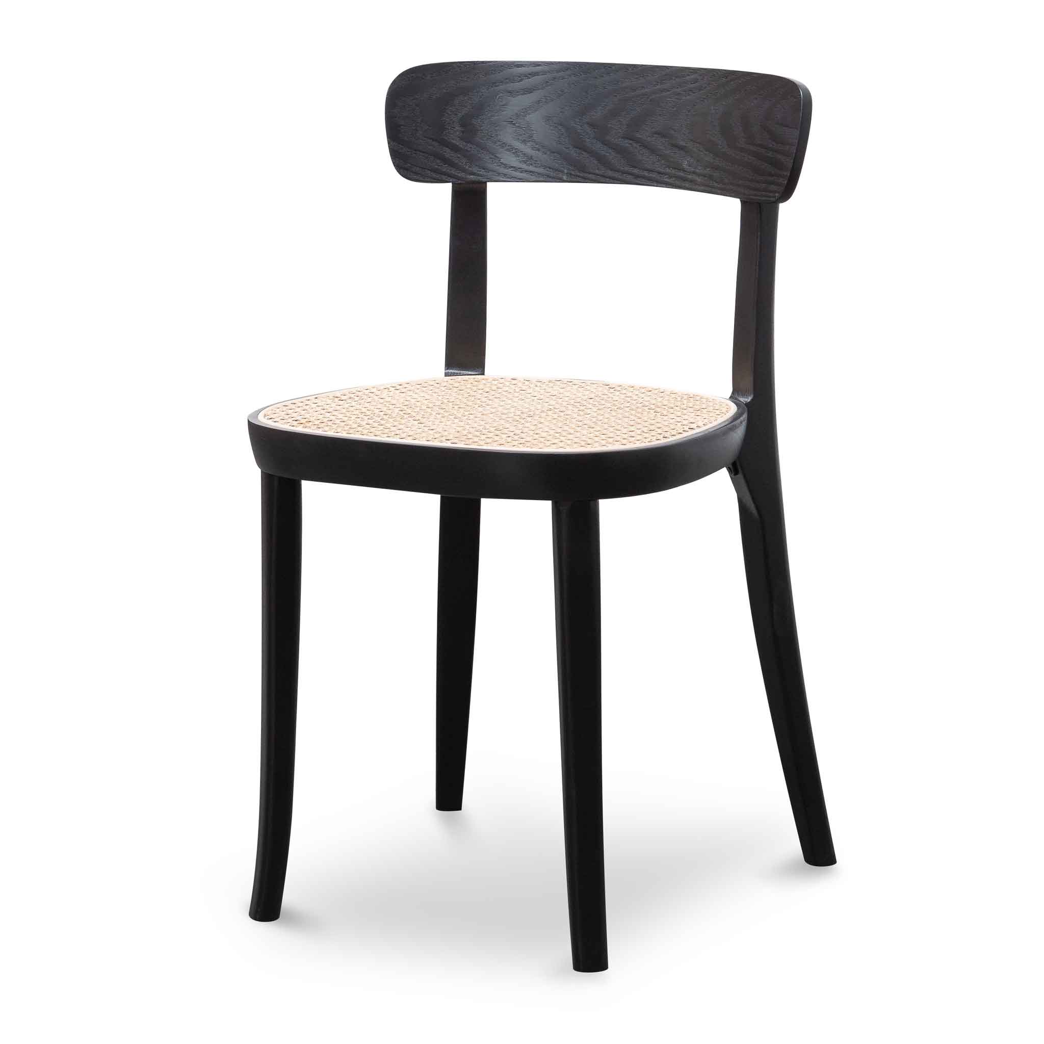 Adam Rattan Dining Chair - Black with Rattan Seat - Dining Chairs