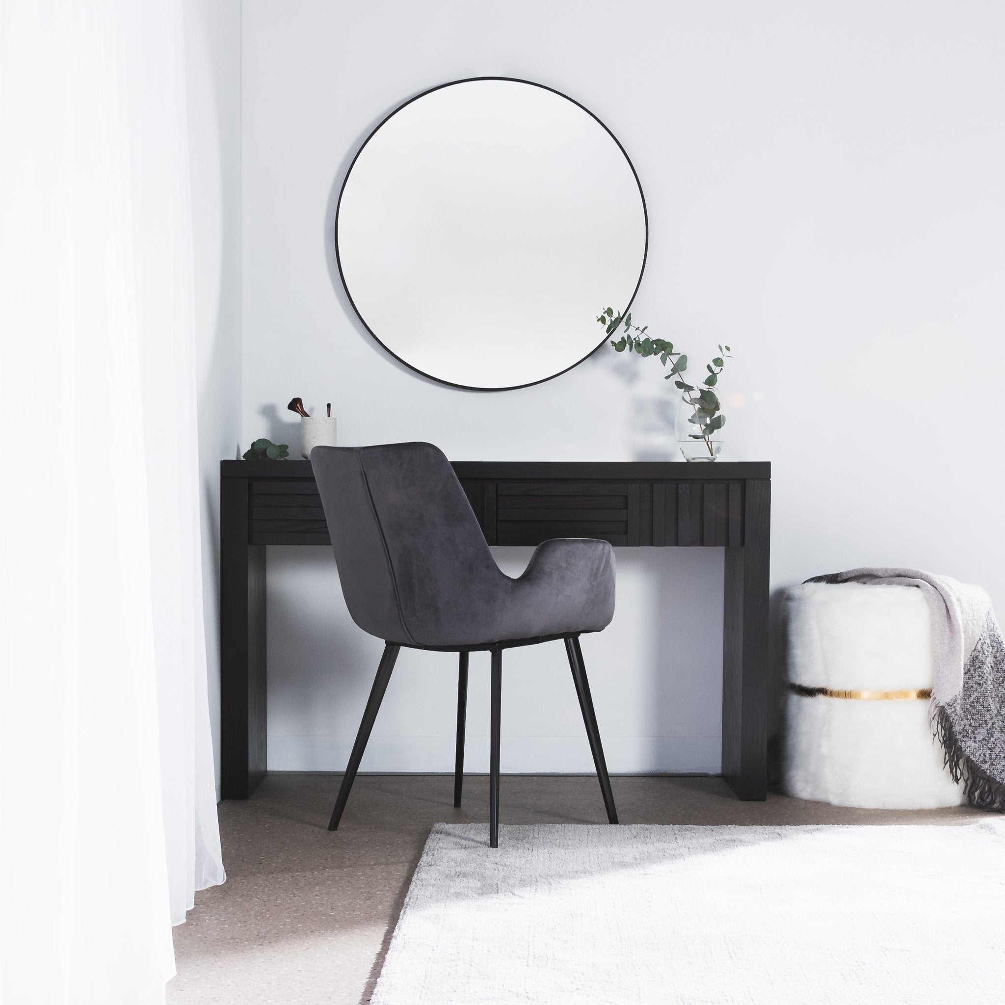 Adrian Wooden Console Table with Drawers - Textured Espresso Black - Console