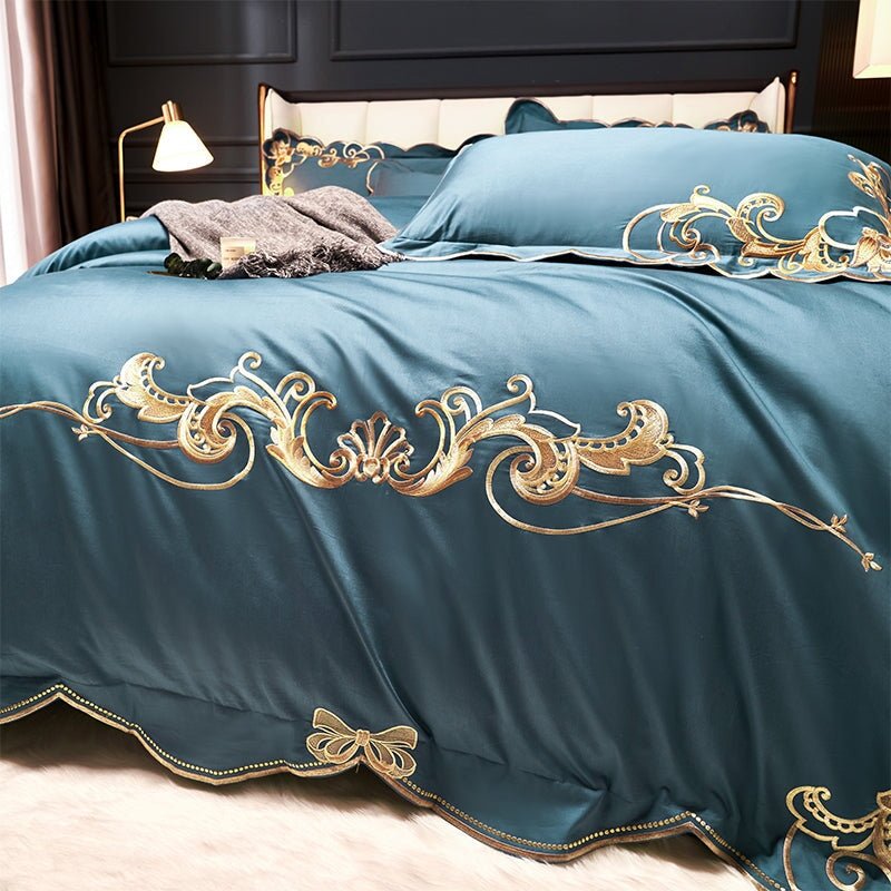 Alexandra Blue Luxury Duvet Cover Set (1000 TC) - Duvet Covers