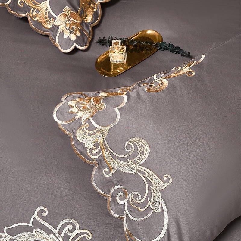 Alexandra Grey Luxury Duvet Cover Set (1000 TC) - Duvet Covers