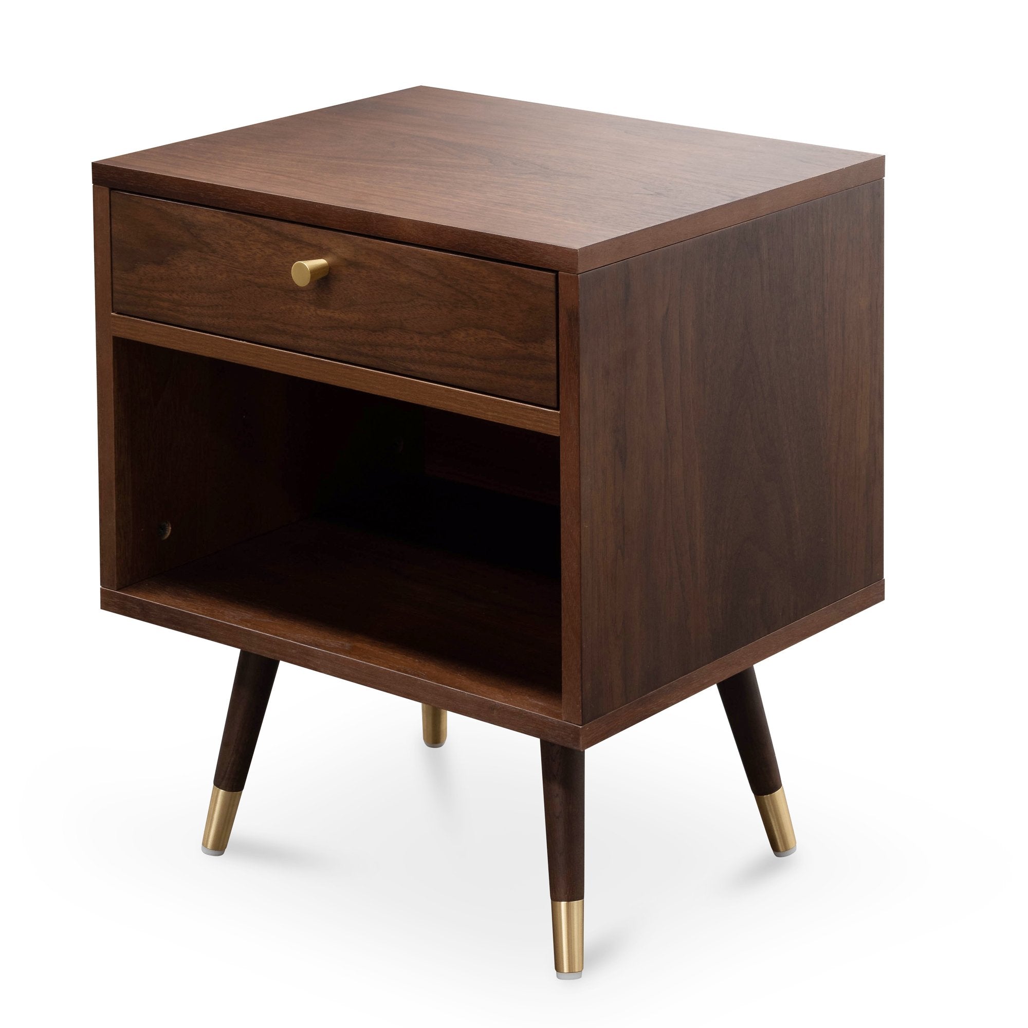 Allie Wooden Bedside Table - Walnut - Bedside Tables