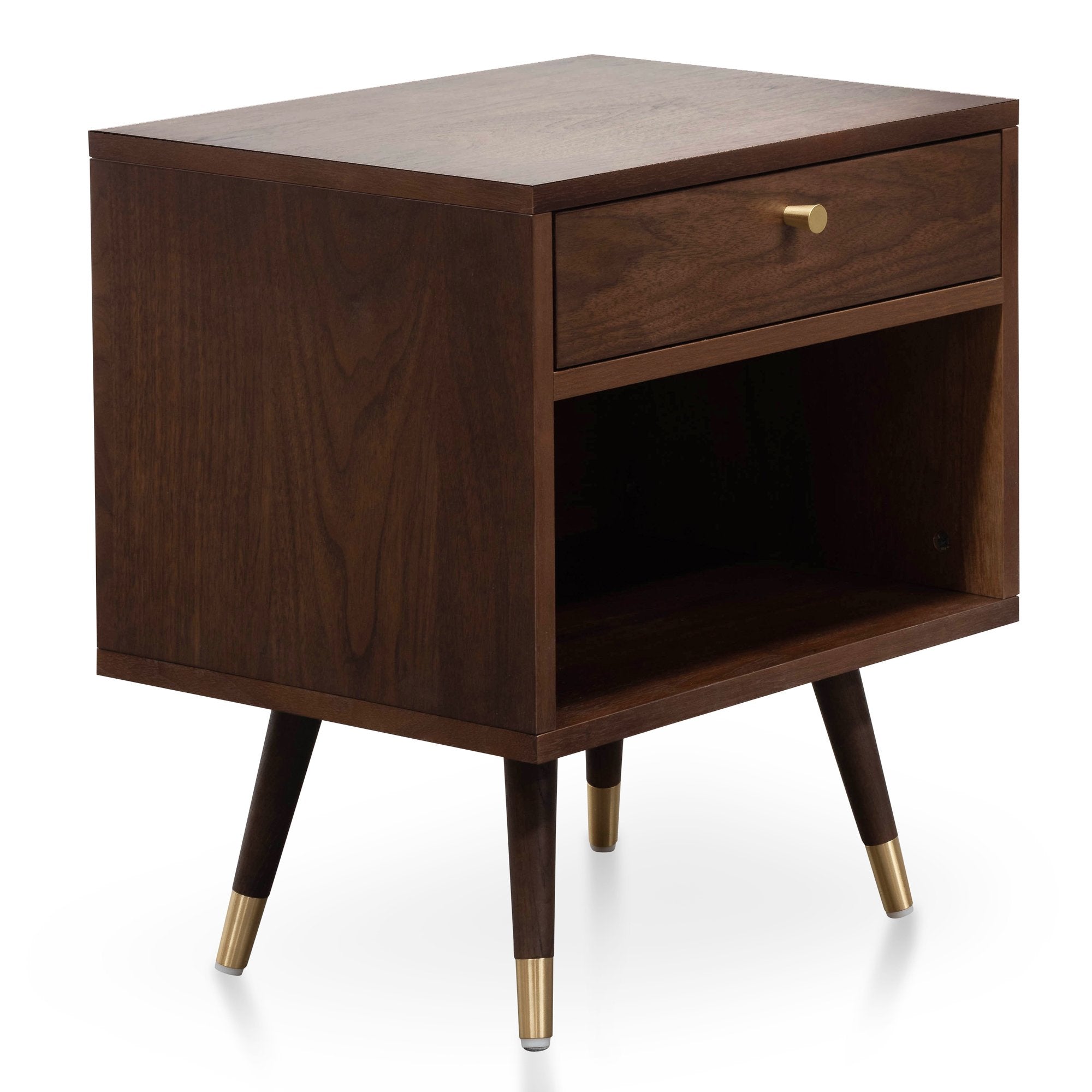 Allie Wooden Bedside Table - Walnut - Bedside Tables